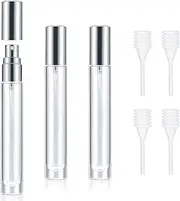 4 Pcs 10ml Portable Travel Perfume Atomiser Refillable Perfume Bottle Spray Bottles, Small Glass Aftershave Travel Bottle Atomizer Dispenser for Women Men Pocket Handbag, with 4 Drippers(Silver)