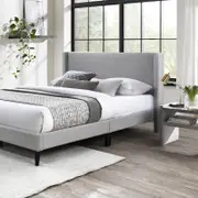 Mia Double Bed Silver fabric