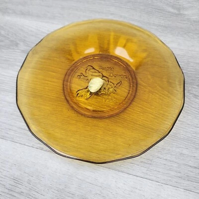 1982 Tiara Turtle Doves Amber Glass Christmas Plate Indiana Glass NIB