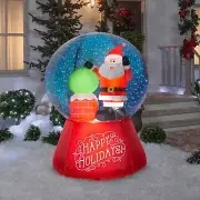 5.5' GEMMY SNOW GLOBE WITH SANTA ON ROOFTOP Airblown Lighted Yard Inflatable