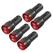 5pcs Pilot Light AC 220V Panel Indicator Flashing Warning with Buzzer, Red LED