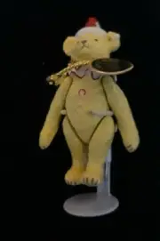 Vtg HANTEL PEWTER MINIATURE STEIFF CLUB CLOWN BEAR 2" NEW old stock on Stand