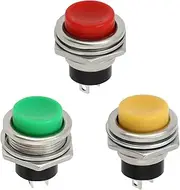 eMagTech 3PCS Electric Guitar Kill Switch Momentary Push Button Mounting Hole Diameter 16mm Button Diameter 13mm Length 24.6mm 1.5A250VAC 3A125VAC Yellow Red Green