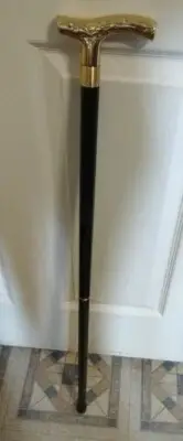 Brass Cane Branch Handle Rubber Tip Walking Stick