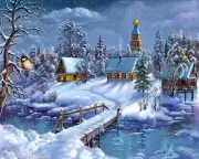 Santa Clause Christmas Night Scenery Xmas Refrigerator / Tool Box Magnet
