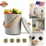 Stylish 1 Gallon Bamboo Compost Bin with Vented Lid - Odor-Free Kitchen Storage
