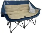 2 Person Double Wide Outdoor Folding Chair Sofa Bench w/ Cup Holders & Carry Bag