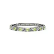 TriJewels Peridot & Diamond Eternity Ring Stackable 7/8 ctw in 14K Gold JP:12237