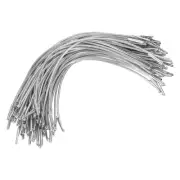 100 Pcs 6.4" Elastic Barbed Cord 2mm Loop Stretch Round String with Barb, Silver