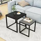 Coffee Table Set of 2, Square Modern Nesting Table Industrial Style End Tables S