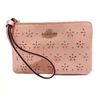 在飛比找松果購物優惠-COACH 粉色簍空雕花設計皮革材質手拿包 #67608 (