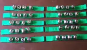 Set of 10 Percussion Bells Kids Size Nylon Hook/Loop Strap Green Music Band