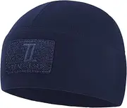 [Temple Tape] Tactical Beanie Hat - Front & Back Patch Panel - Multi Season Military Hats for Men - Mens Patch Army Beanies