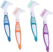 Denture Brush Set of 4, 6.5'' PP Denture Toothbrush with Hard Nylon Bristles, Comfortable Handle for Elderly, Easy to Use Hard Hygienic Bristle Toothbrush for Teeth Cleaning Brush