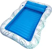 Pool Raft | Inflatable Float Lounger Bed - Swimming Lounger with Cup Holder for Tanning Water Play Lake Pool River Beach Vacation Travel