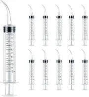 10PCS 12ml/cc Syringe - Dental Irrigation Syringe for Wisdom Teeth Cleaning, Dental Syringe with Curved Tip for Tonsil Stones Removing, Lab Use and Feeding Small Pets