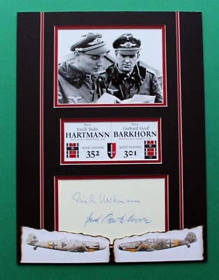 ERICH HARTMANN & GERD BARKHORN AUTOGRAPHS artistic display Young Experten
