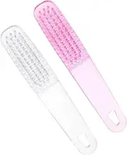 LOORGVEL 2Pcs Nail Cleaning Brushes with Handle Grip Durable Manicure Brushes for Easy Dust Removal Nail Scrub Brush for Salon and Home Use