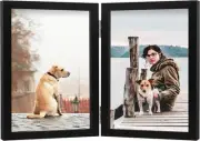 5x7 Double Picture Frame Wooden Hinged Photo Definition 5x7, Black