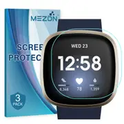 [3 Pack] Fitbit Versa 3 Ultra Clear Screen Protector TPU Film for Fitness Tracker by MEZON – High Protection, Shock Absorption (Versa 3, Clear)