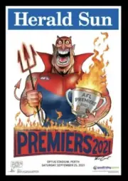2021 AFL PREMIERS MELBOURNE DEMONS PREMIERSHIP MARK KNIGHT POSTER FRAMED