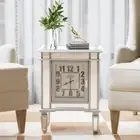 Bedside Table Mirrored Cabinet Nightstand Side End Table Silver Clock Furniture