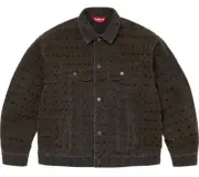 Supreme Flocked Denim Trucker Jacket Brown Size Large FW24 Sold Out Rare LV
