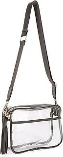 Isabelle Clear Transparent Crossbody Bag for Stadium Approved Concert Events with Adjustable and Detachable Strap and Tassel