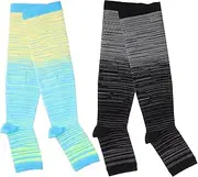 UTHCLO 2 Pairs Open Toes Compression Socks Toeless Compression Socks Knee High Supports Stockings For Women Men Nurses Pregnants Size L