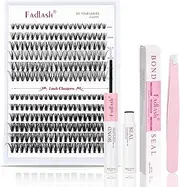 DIY Lash Extension Kit Lash Bond and Seal Cluster Lashes D Curl 240 Pcs with Lash Tweezers for Eyelash Extension Kit at Home Individual Lashes Kit Easy to Apply Eyelash Kit (30D+40D Kit, 8-16mm)