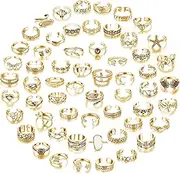 [MJust] 58Pcs Adjustable Toe Rings for Women Open Silver Vintage Retro Toe Ring Gold Boho Bulk Knuckle Rings Summer Beach Foot Jewelry