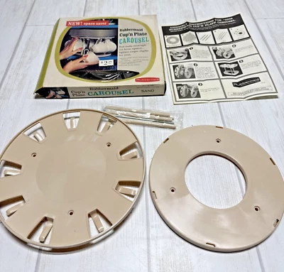 Vintage New in Box Rubbermaid Cup’n Plate Carousel Sand Color
