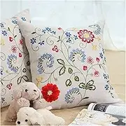 Garden Flower Embroidery Pillow Cover Square Non-core European Simple Fashion Pillow Bedside Sofa Cushion Cover(450mm*450mm,7)