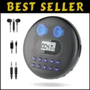Portable Rechargeable CD Player with Dual Stereo Speakers & Anti-Skip Design
