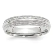 Solid 18K White Gold 5mm Double Milgrain Comfort Fit Men's/Women's Wedding Band Ring Size 5