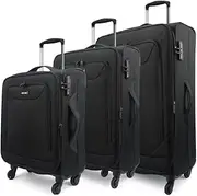 [EAGLEMATE] 3 Piece Lightweight Soft Luggage Suitcase Set – Durable, Expandable, 360° Spinner Wheels, Soft Touch Exterior, TSA Lock for Secure Travel,15 Years Warranty
