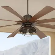 70" Defender Rustic Outdoor Ceiling Fan with LED Light Remote Control Bronze Koa