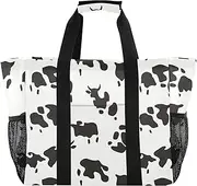 [sanluoli] Beach Tote Collapsable Beach Bag With Compartments with Handles Laundry Carrying Bag, Black White Cow Leopard Print Fashion, 1 size