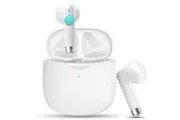Wireless Earbuds, Bluetooth 5.3 Earbuds Stereo Bass, Bluetooth Headphones in Ear Noise Cancelling Mic, Earphones IP7 Waterproof Sports, 32H Playtime USB C Mini Charging Case Ear Buds for Android iOS white