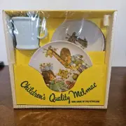 VTG 1970s Miramar Melmac Children’s Meal Set, Cute Kids Animals New~Original Box