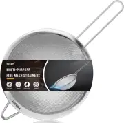 9" Large Fine Mesh Strainer with Handle, Metal Food Strainers for Kitchen, Sieve