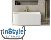 Capri-1500mm Back To Wall Fluted Freestanding Bath-Right Hand Corner- MATT WHITE
