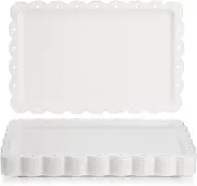 Peohud 12 Pack Plastic Dessert Serving Tray, 14" x 9" Rectangle Serving Platters, Decorative Food Trays Table Platters for Party Restaurant
