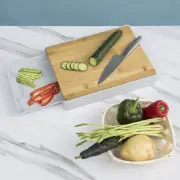 Bamboo Cutting Board Heavy-Duty Chopping Board with Slide Out Drawer Tray Rohxu