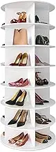 7 Tier Rotating Shoe Rack Tower,Vertical Spinning Shoe Display Lazy Susan, Revolving 360 White Shoe Rack Storage Round Carousel for Entryway Living Room Hallway