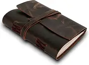 HG-LTHR A5 Leather Bound Blank Grimoire Leather Journal Book of Shadows Spell Book Leather Diary Journal Notebook Sketchbook for Artists