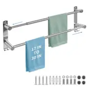 Adjustable Towel Bar & Rack for Bathroom - Stainless Steel Double Towel Holde...