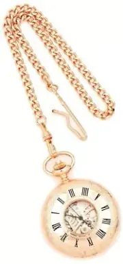 Charles Hubert Pink Finish Brass Window Cover Pocket Watch
