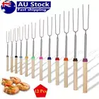 12x Extendable 32-81cm BBQ Forks Marshmallow Roasting Sticks Camping Skewer AU