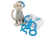 Matchstick Monkey Teething Gift Set Plush Teether Muslin Blanket Baby 3m+ Blue